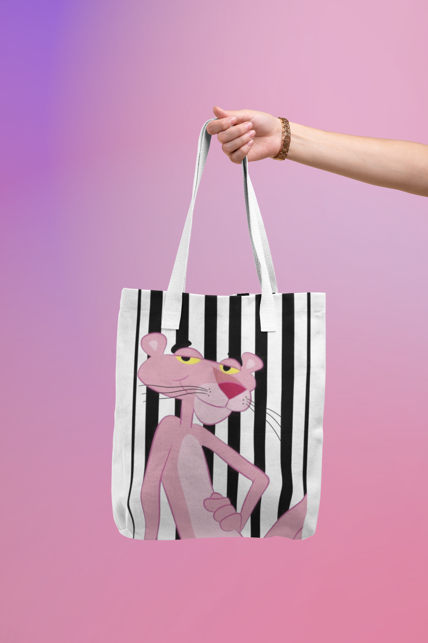 Tote bag pantera rosa rayas