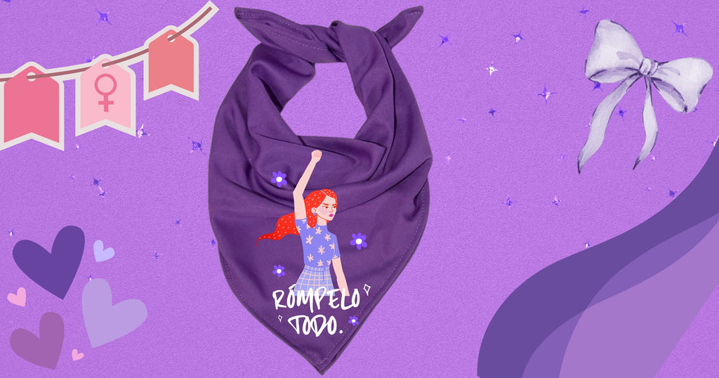 Pañuelo morado 8M💜 , tela bombay premium. Impresión DTF rómpelo todo