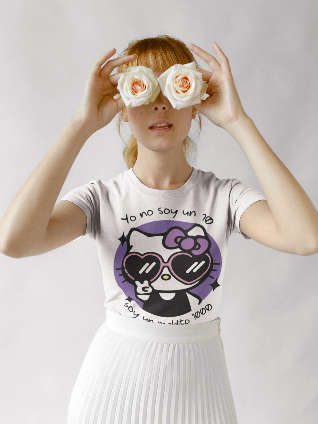 Playera blanca kitty yo soy un maldito 1000