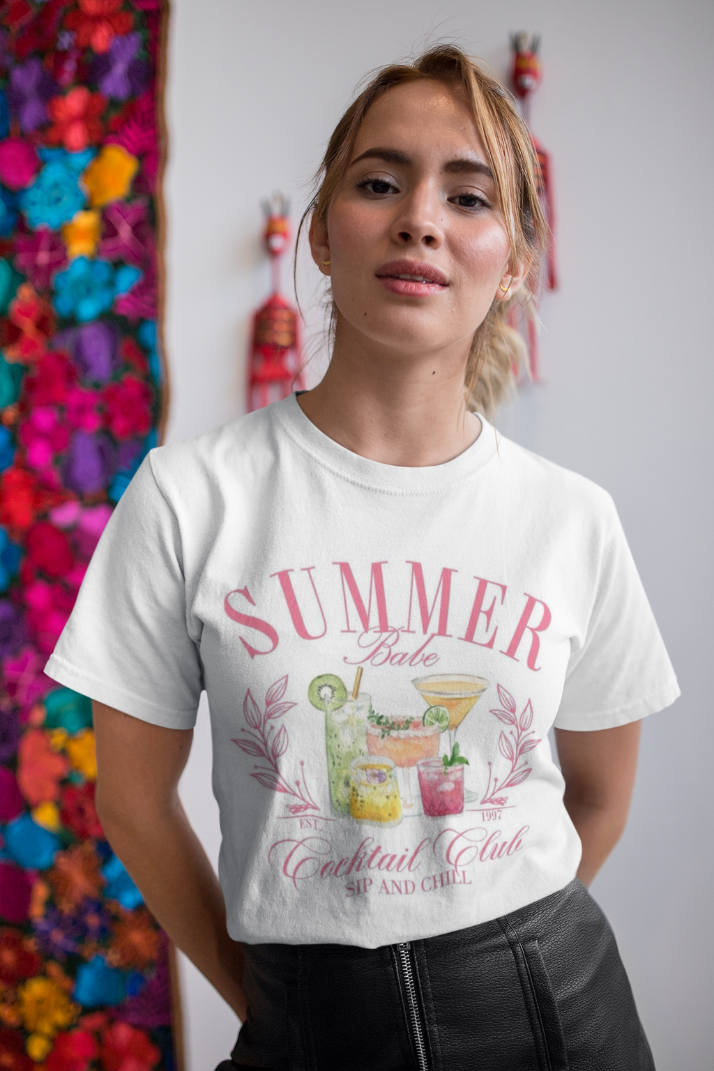 Playera blanca summer cocktails