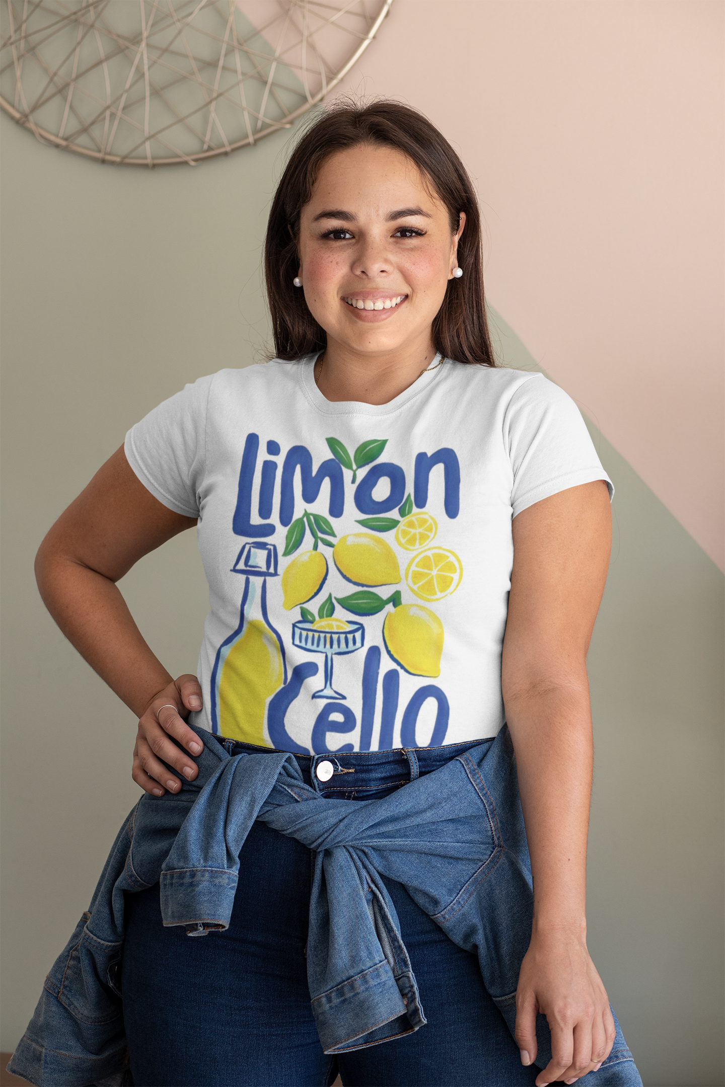 Playera blanca limon cello