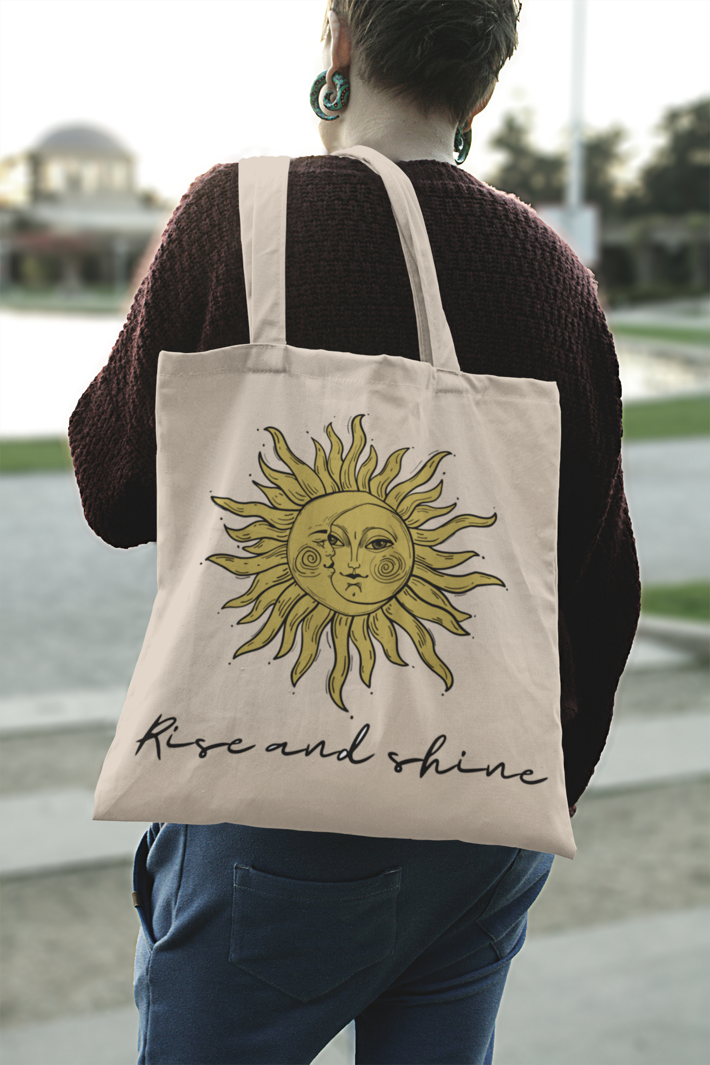 Tote bag beige rise and shine