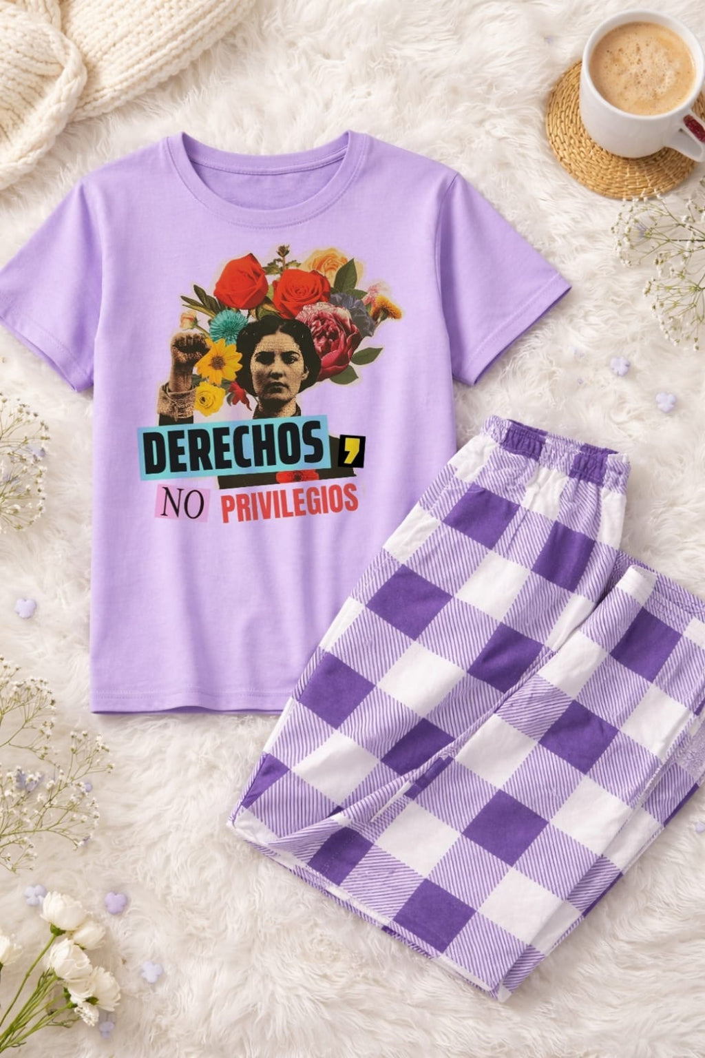 Pijama lila derechos no privilegios.