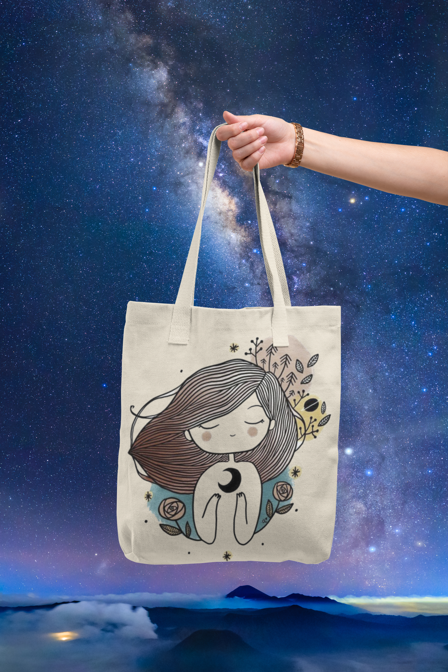 Tote bag blanca chica luna