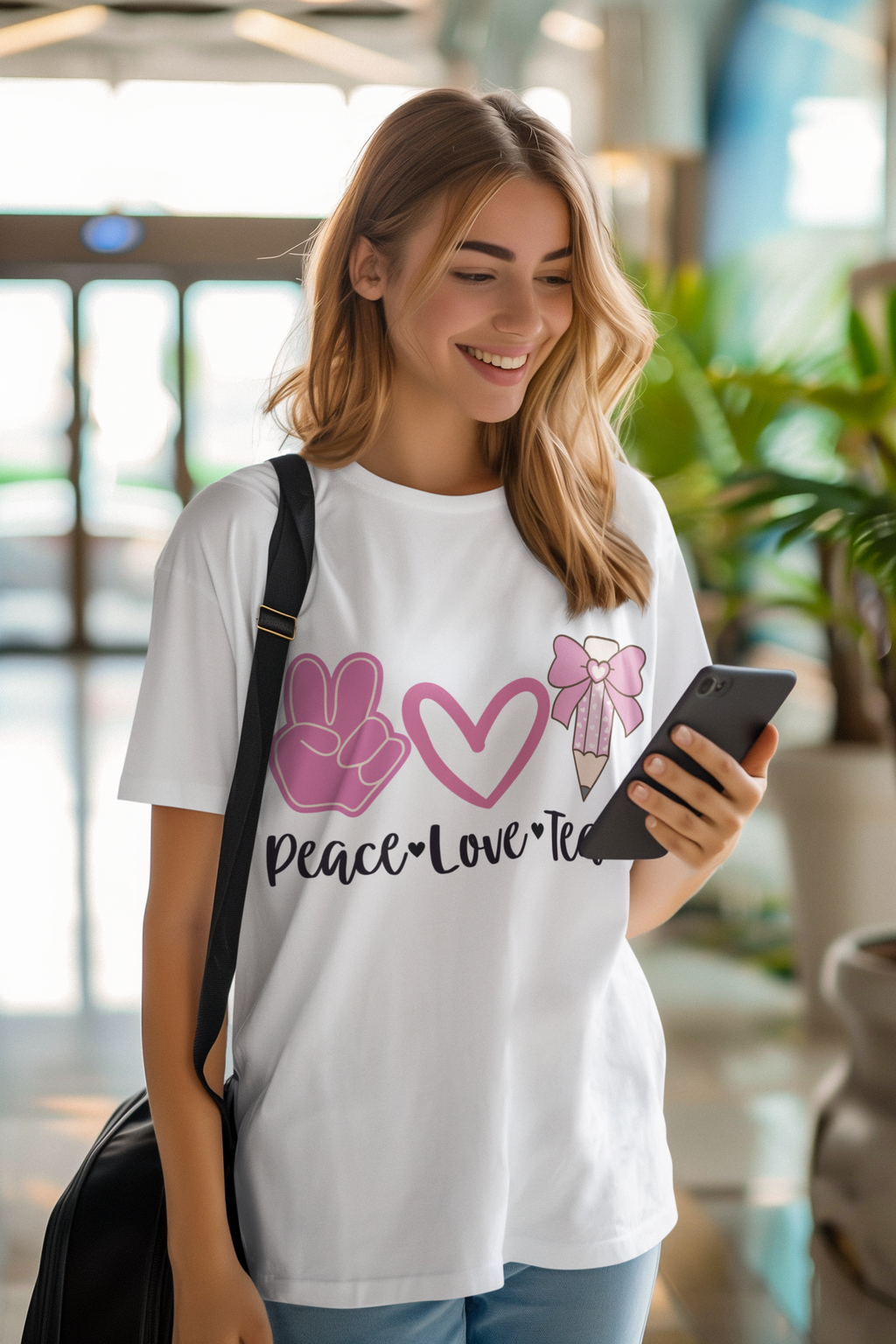 Playera blanca peace teach love