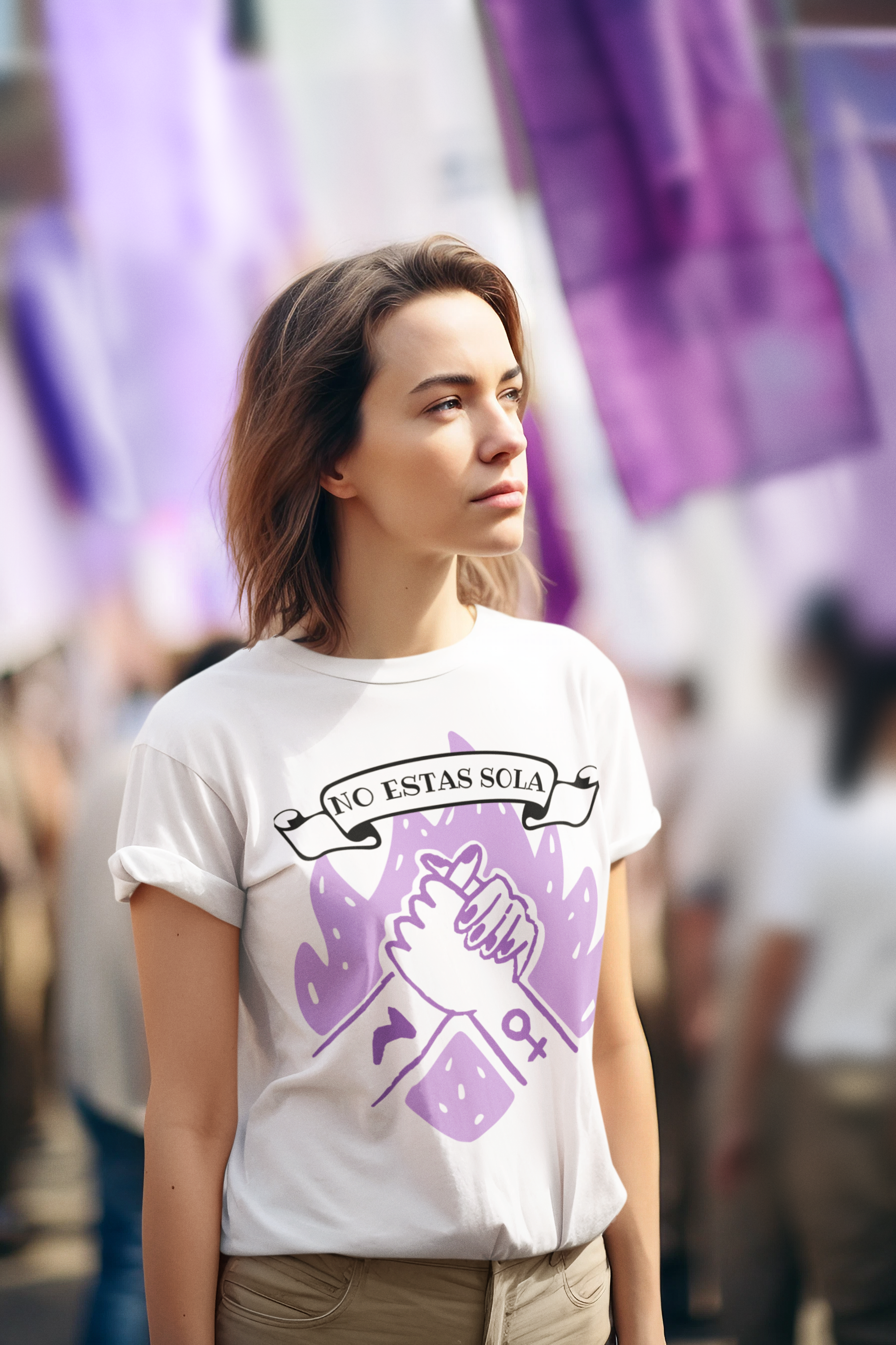 Playera blanca no estás sola manos.