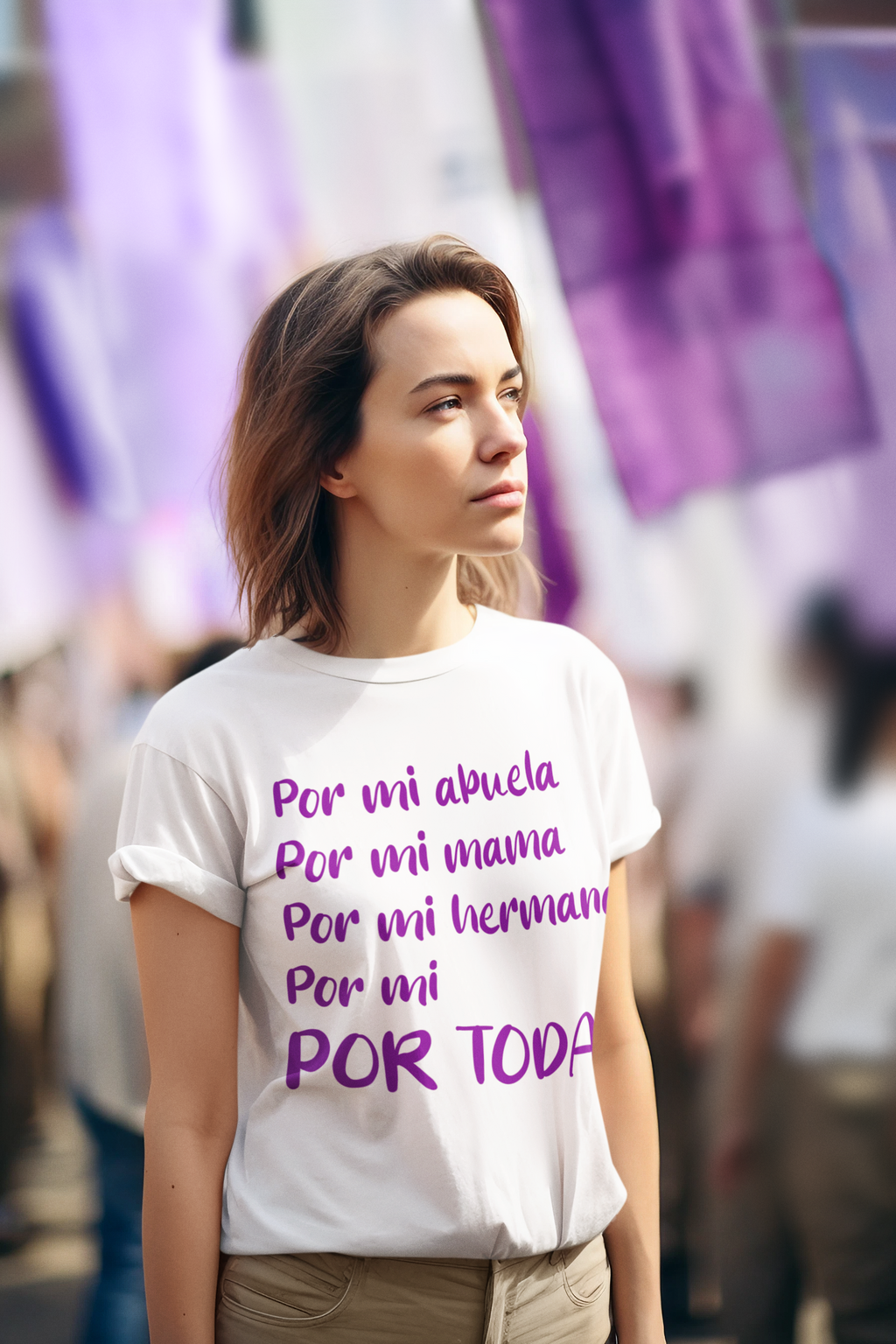 Playera blanca por mi abuela, por mi mamá, por mi hermana, por mi, por todas.