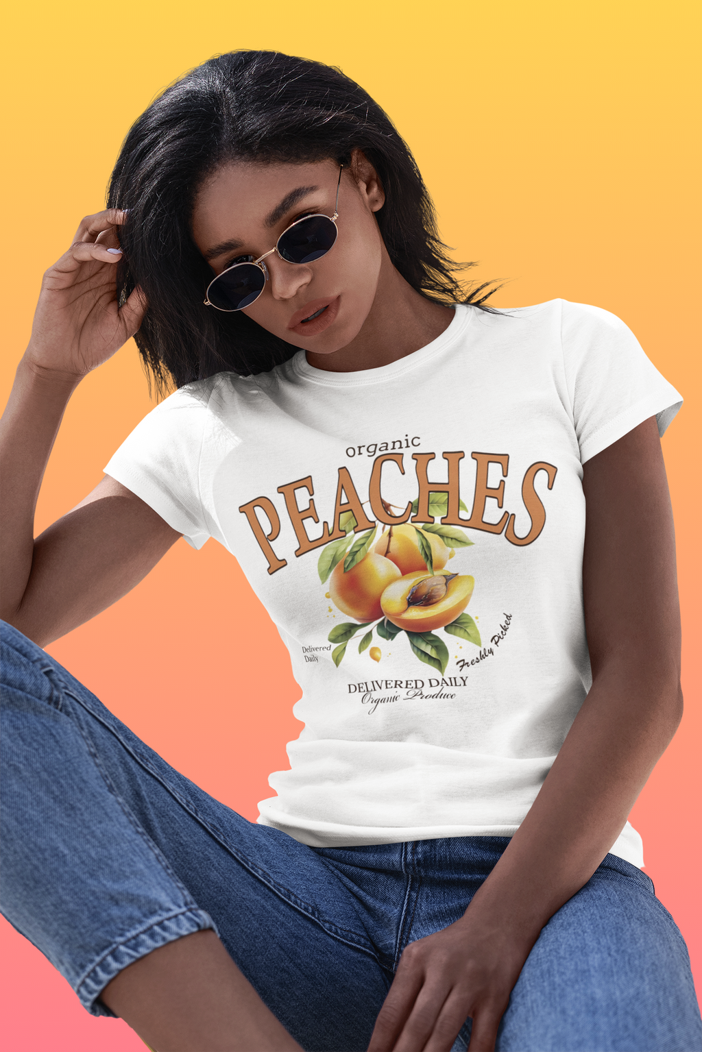 Playera blanca de moda  peaches