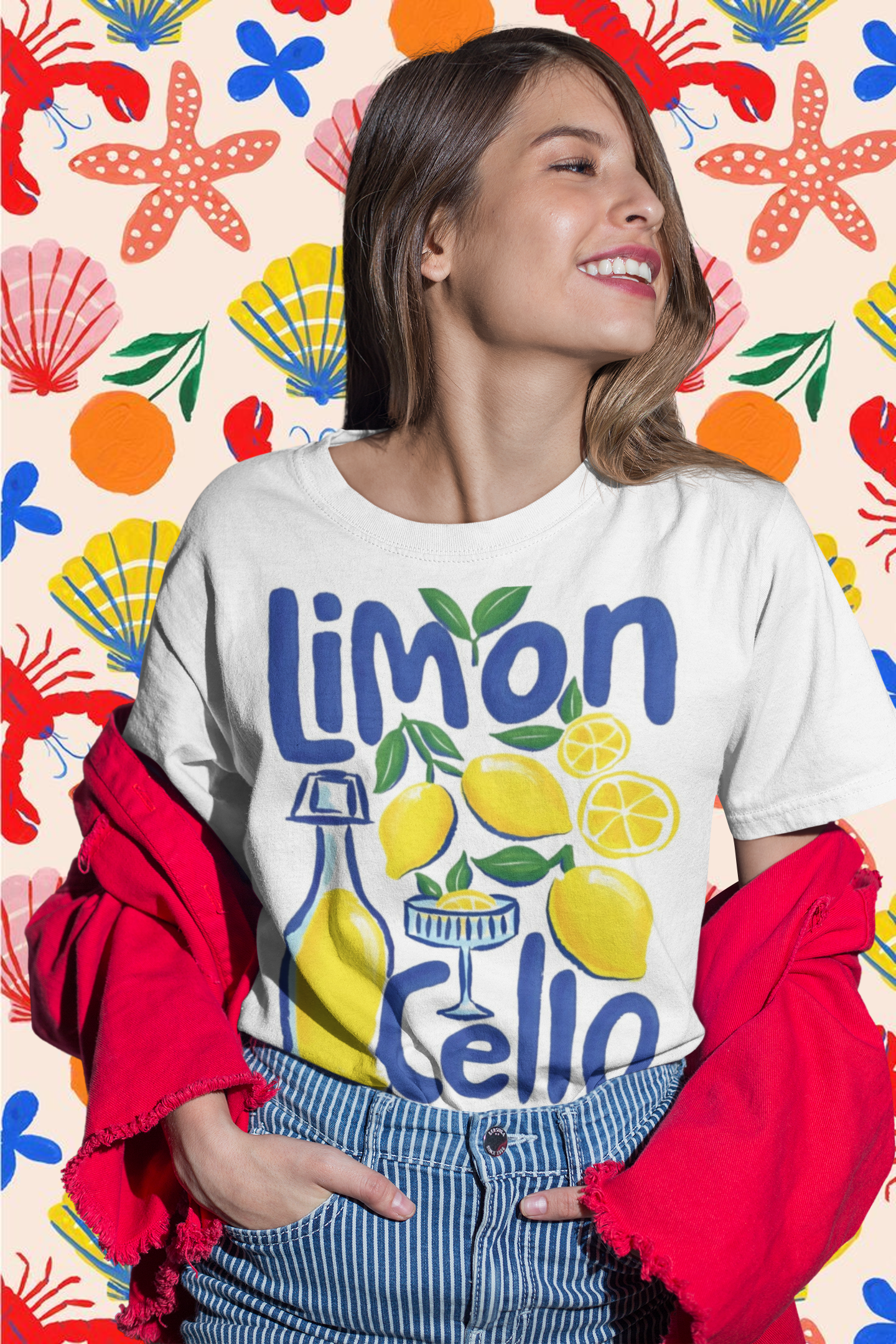 Playera blanca limon cello