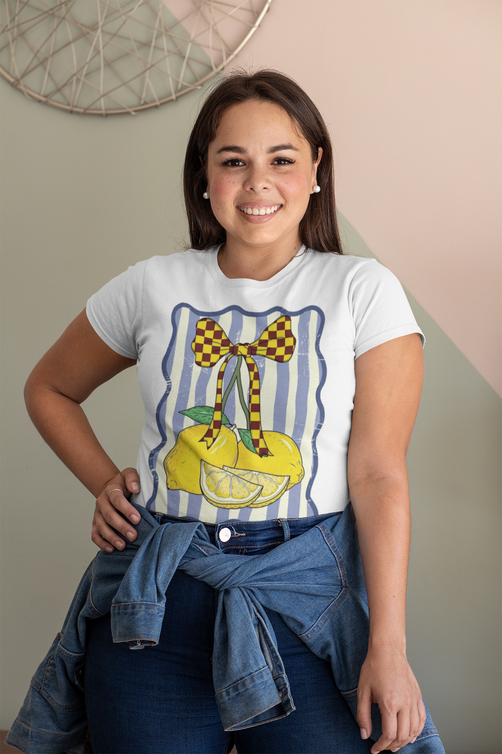 Playera blanca limones con moño