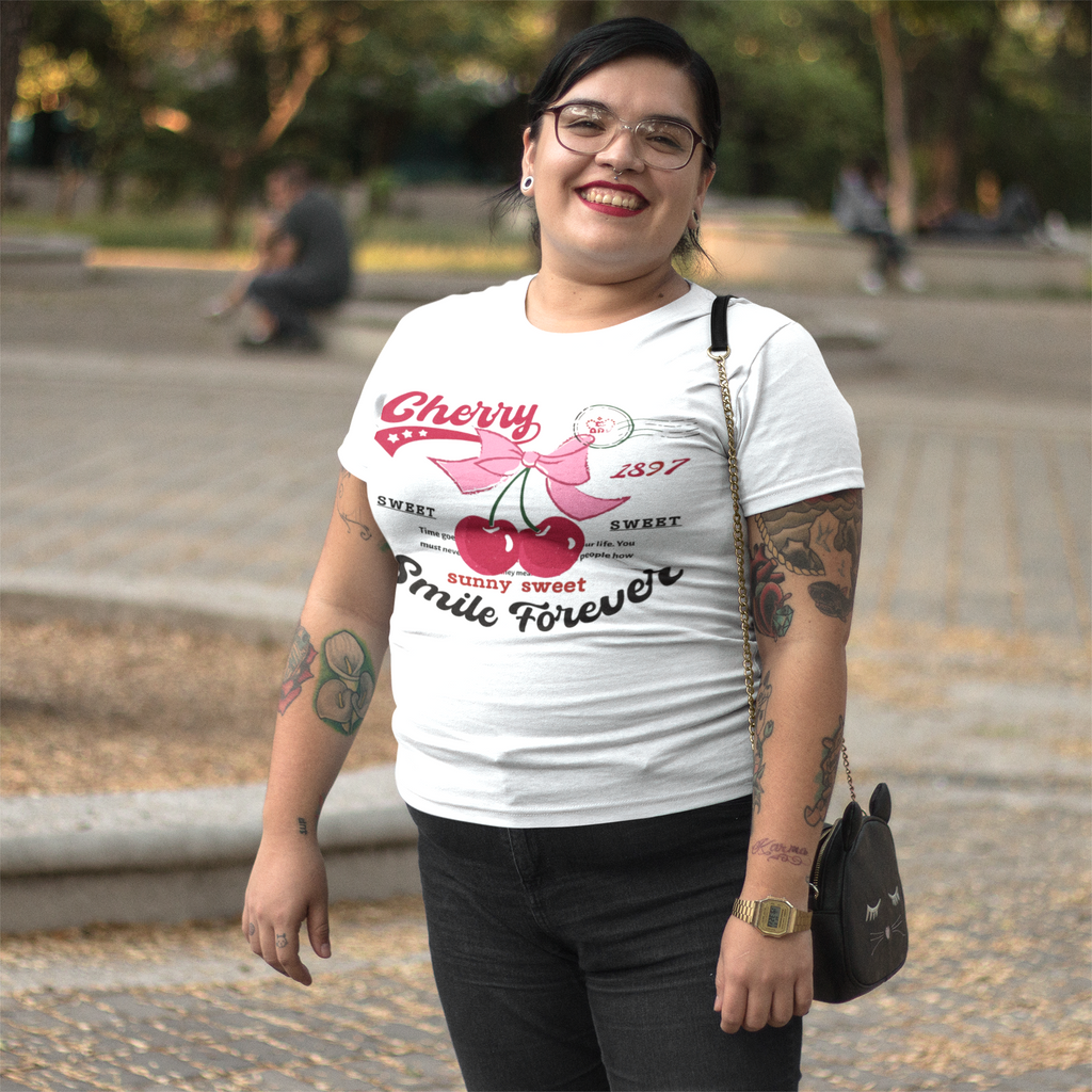 Playera blanca cherry smile forever