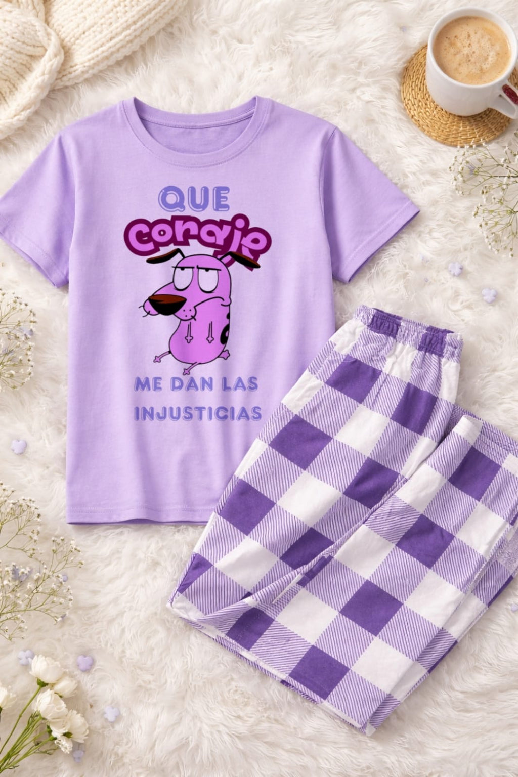 Pijama lila que coraje me dan las injusticias