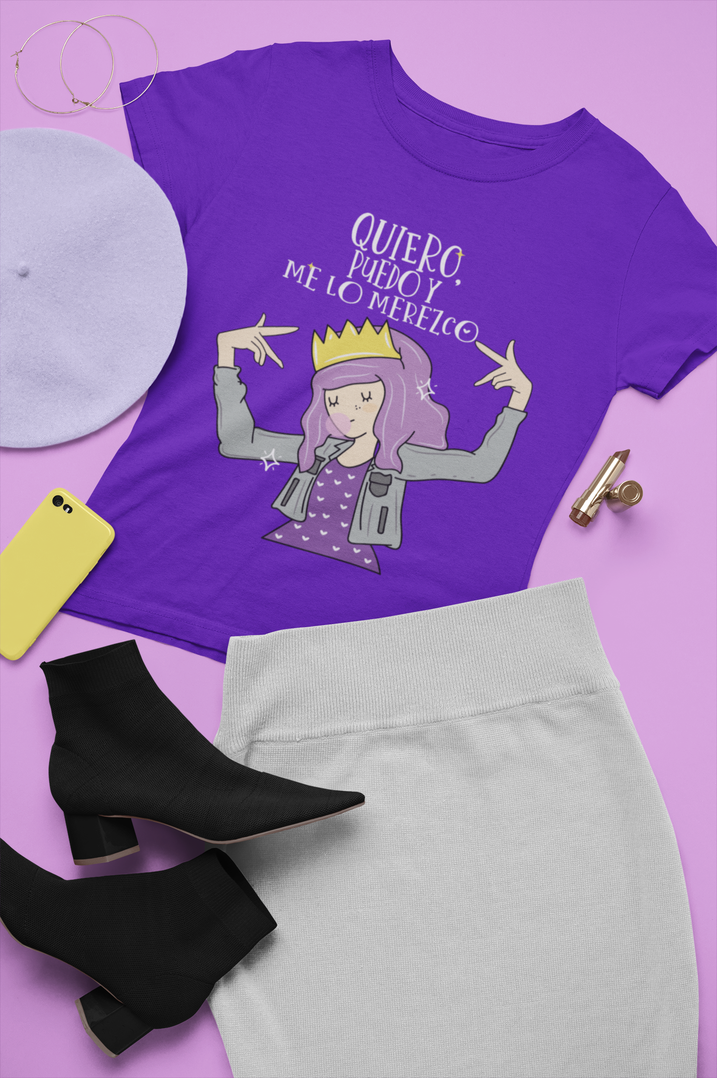 Blusa morada quiero puedo y me lo merezco