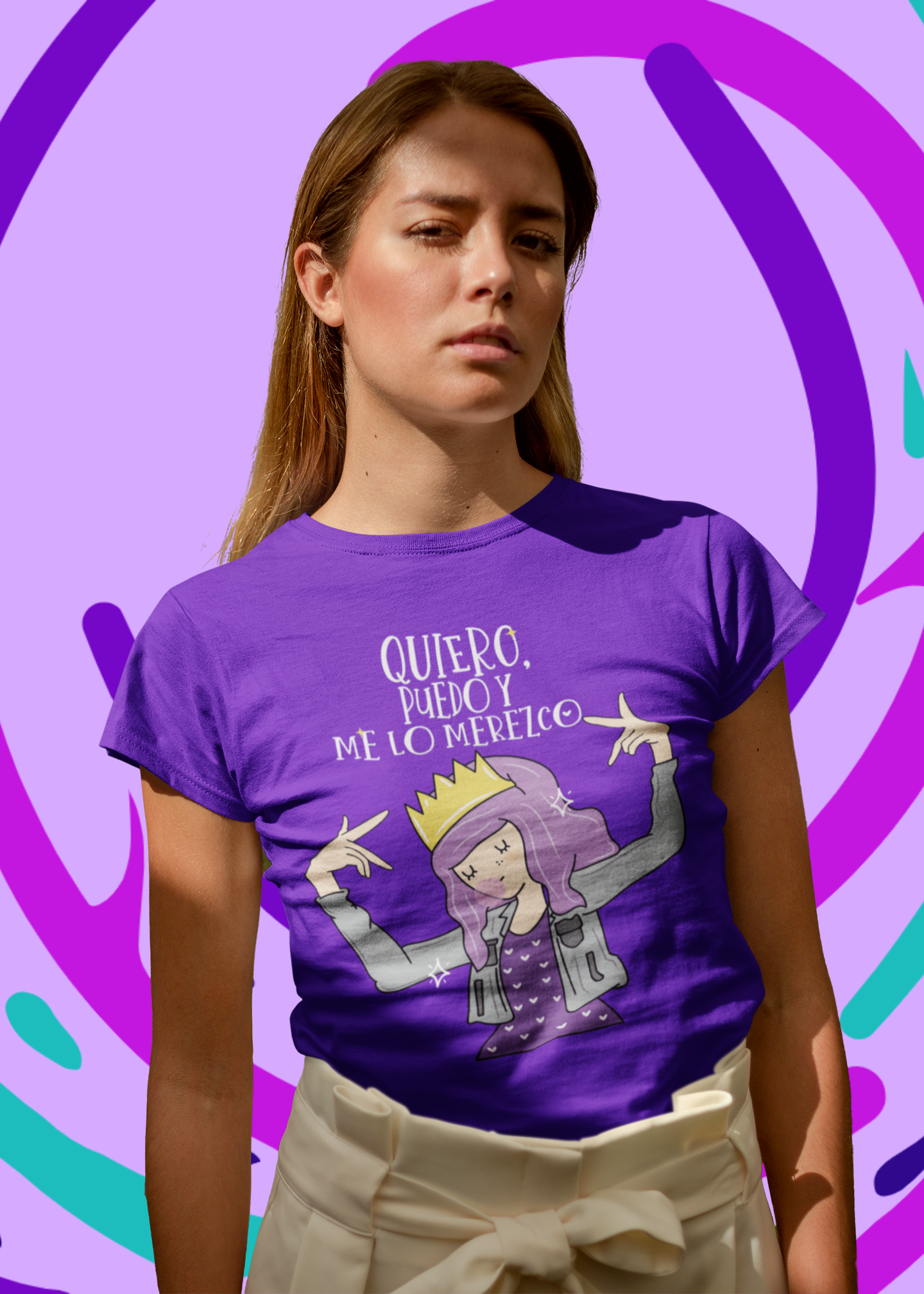 Blusa morada quiero puedo y me lo merezco
