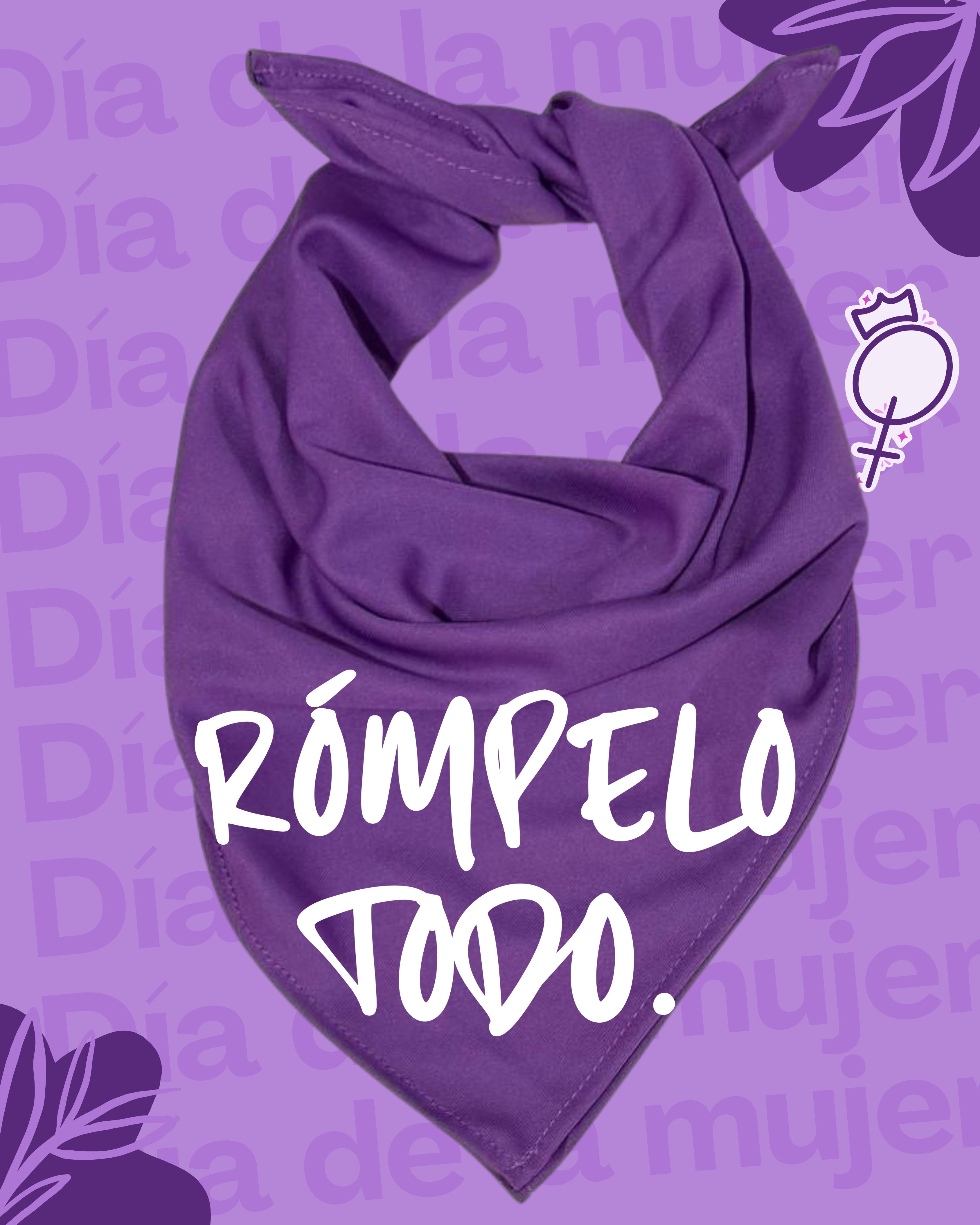 Pañuelo morado 8M💜 , tela Bombay premium. Impresión DTF, rómpelo todo.