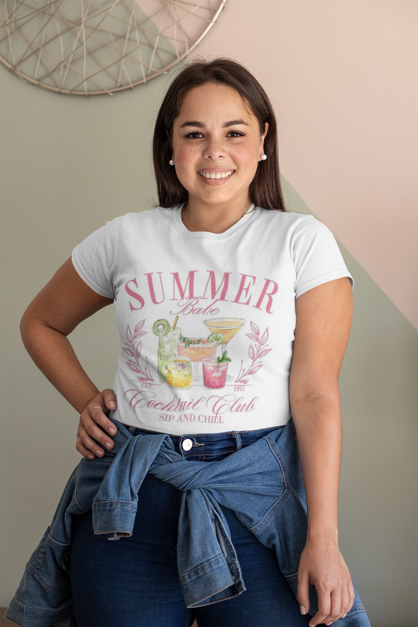 Playera blanca summer cocktails