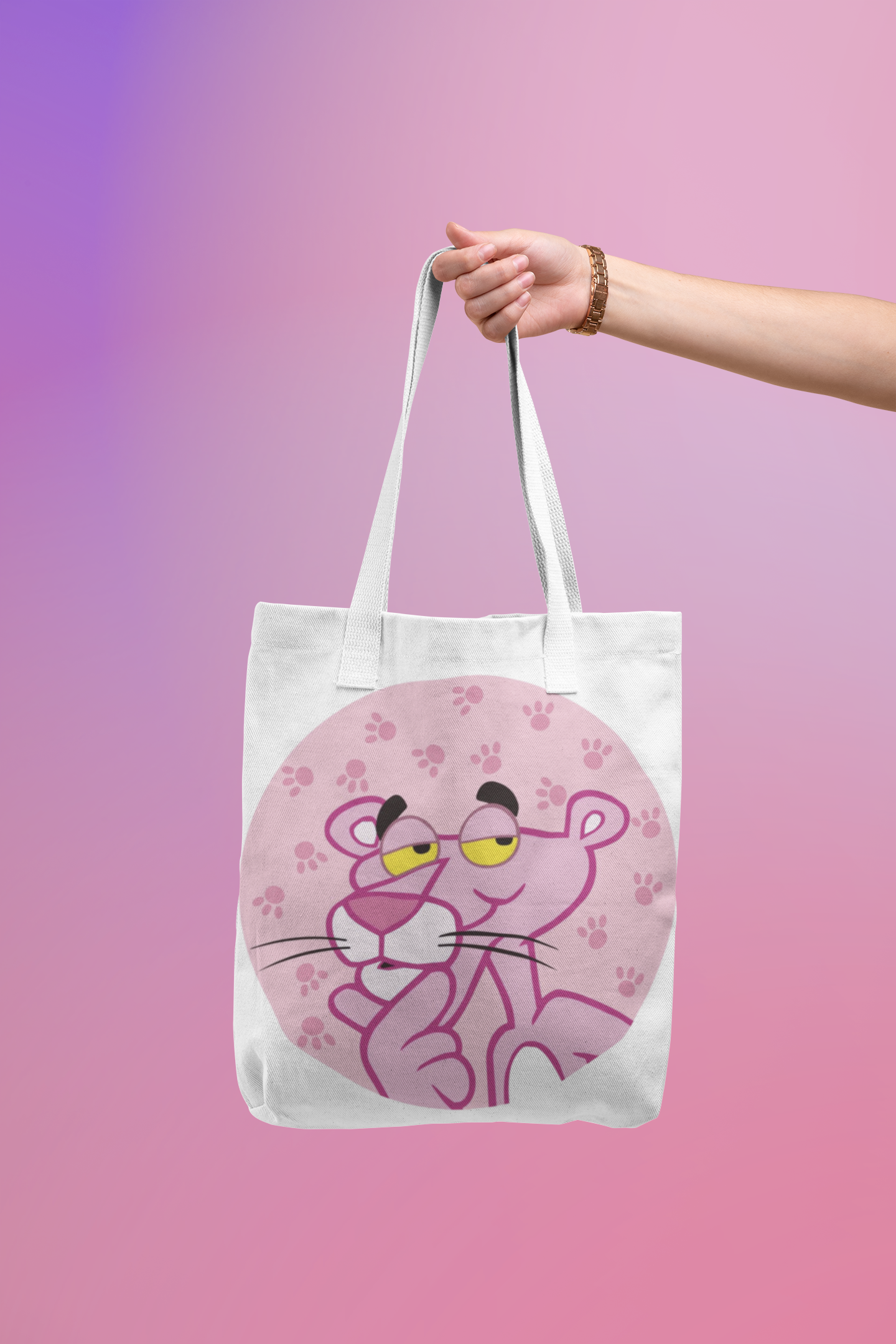 Tote bag pantera rosa círculo