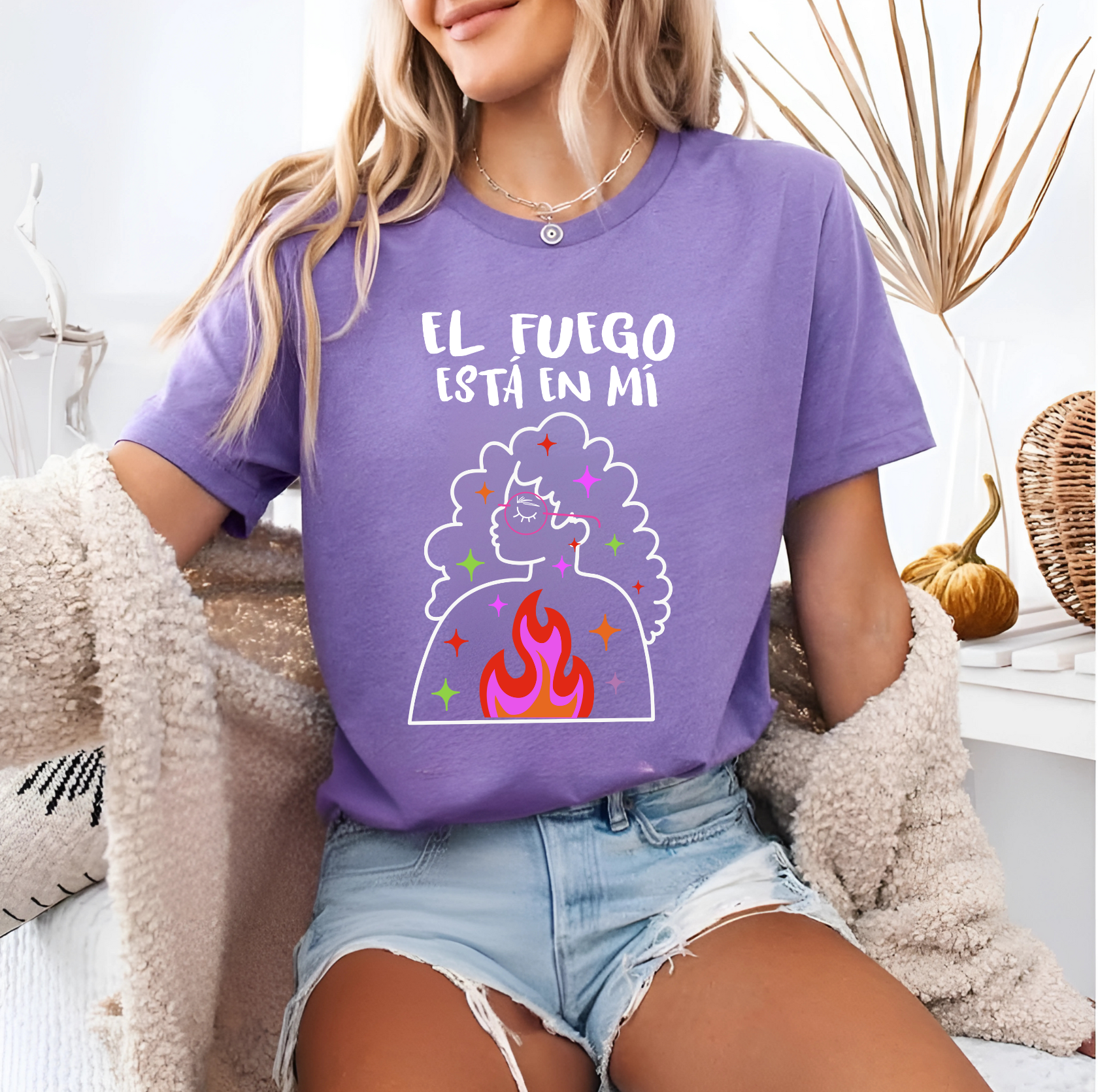Blusa morada el fuego está en mi.