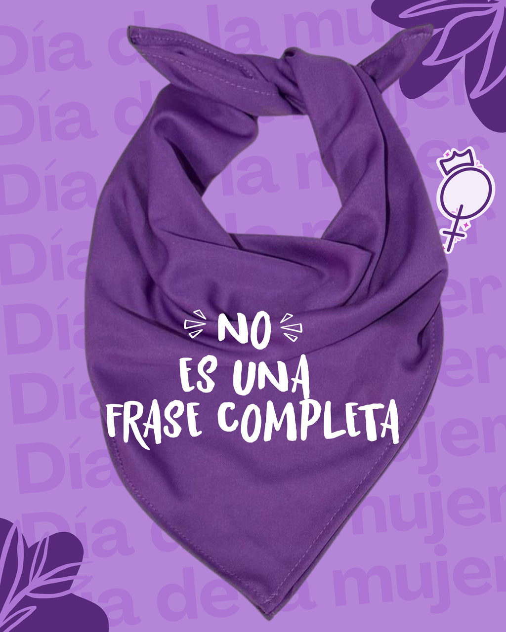 Pañuelo morado 8M💜 , tela Bombay premium. Impresión DTF, NO es una frase completa.