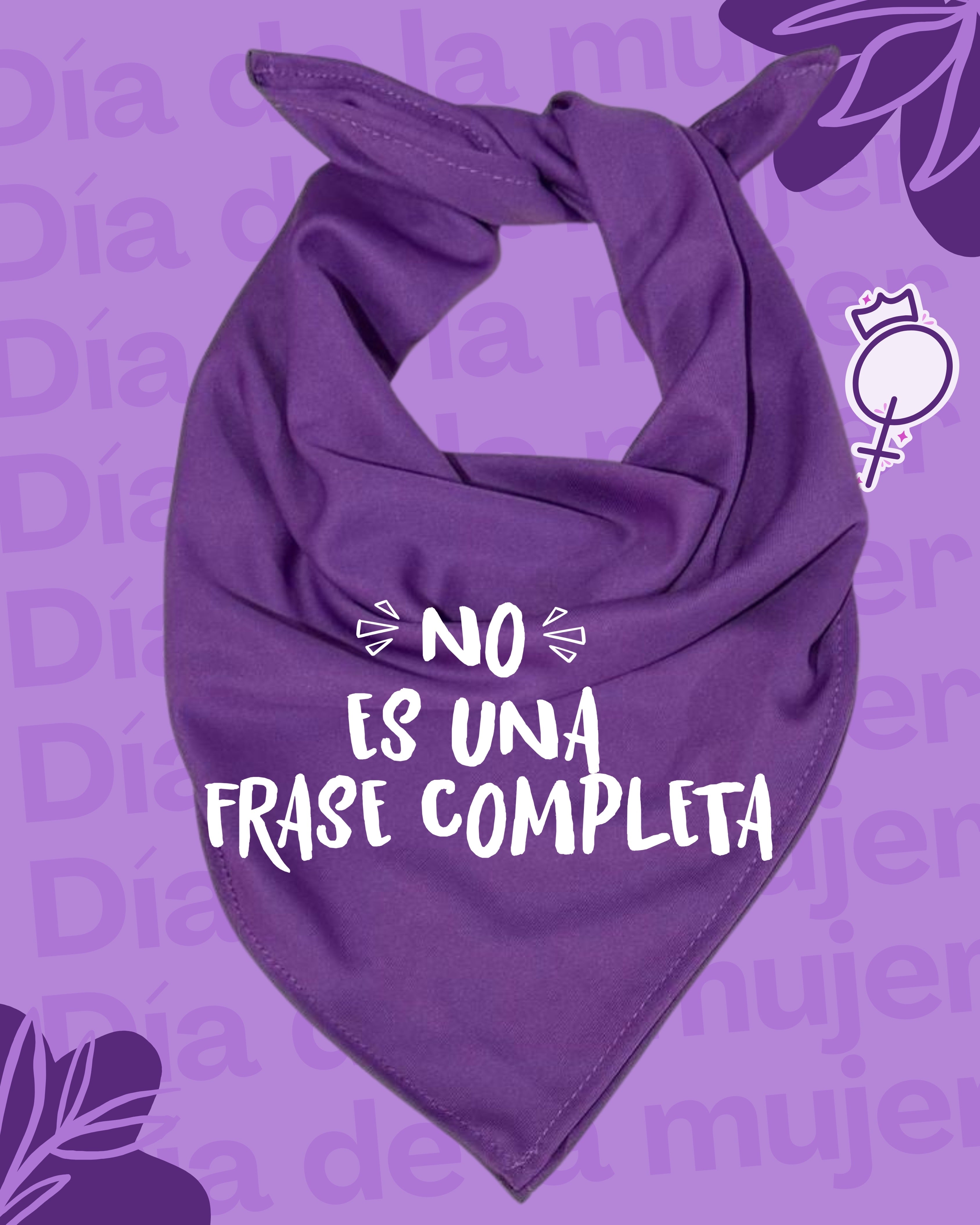Pañuelo morado 8M💜 , tela Bombay premium. Impresión DTF, NO es una frase completa.