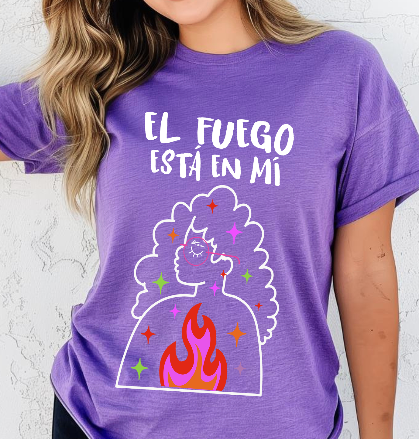 Blusa morada el fuego está en mi.