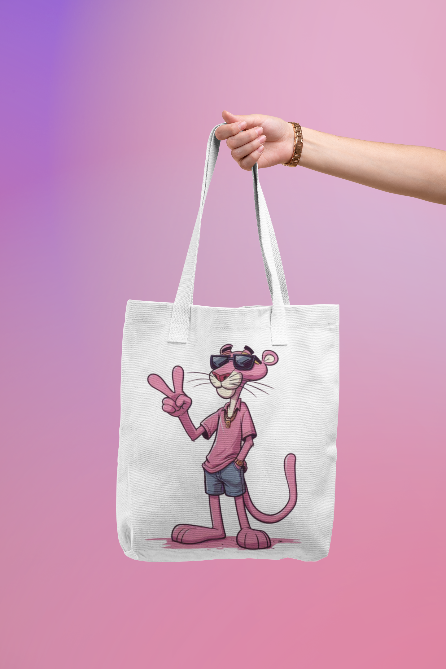 Tote bag pantera rosa amor y paz